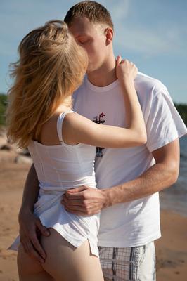 16P Young girl with naturally blonde hair gets banged on beach by the ocean