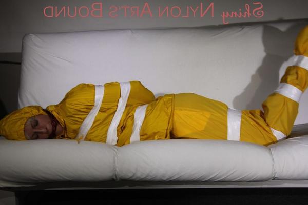 16P Watching Pia being tied and gagged with tape and a cloth gag wearing sexy