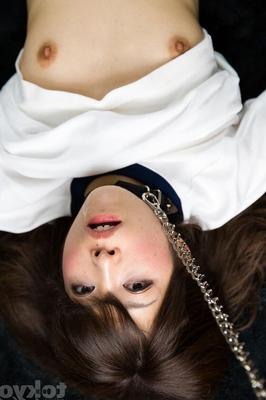 16P Asian sex slave is forced to give a messy blowjob while on her knees