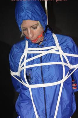 16P Watching sexy Pia being tied and gagged overhead with ropes and a ballgag