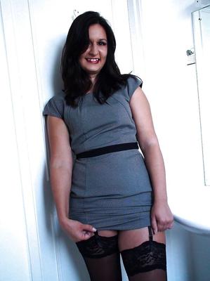 16P Spanish first timer Sophie Garcia stripping down to stockings in bathroom