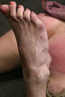 21P Skinny redhead MILF Kendra James gets tied up and abused on the floor