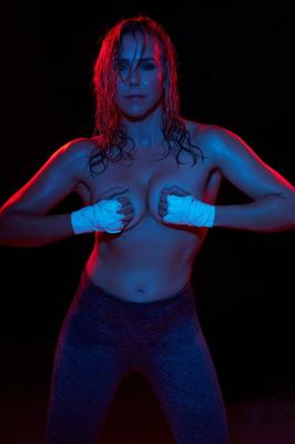 12P Holly Randall Sweat and Topless Ready to Give You a Punch