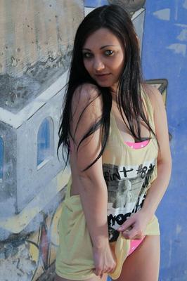 17P Delightful hairy brunette Angelica Snow romps naked in abandoned building