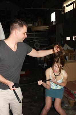 17P Naughty pantiless teen Anouk bound with rope & gagged with tape in the barn