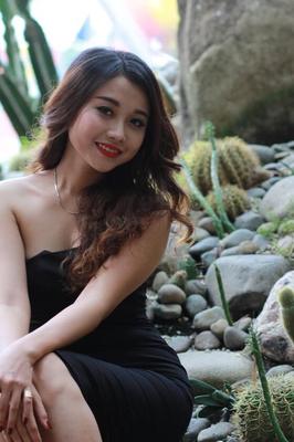 21P Beautiful Asian girl shows off her petite body wearing a sexy black dress