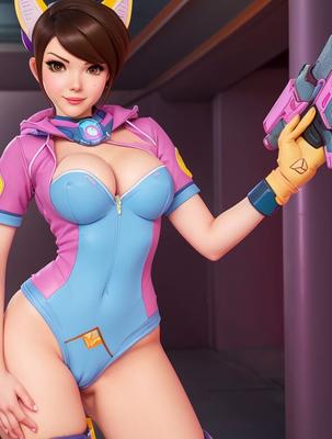 10P AI generated game character teases with her huge juggs and bald cunt