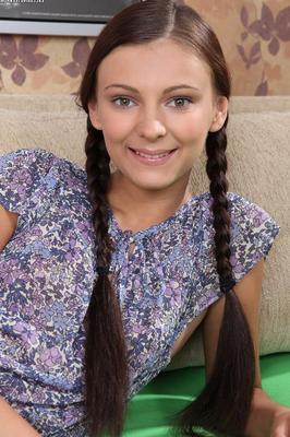 20P Sweet teen Kitty rides her guy's cock with her hair braided in pigtails