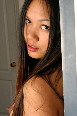 16P Amateur Asian Kaya flaunting tiny tits before spreading hairy cunt