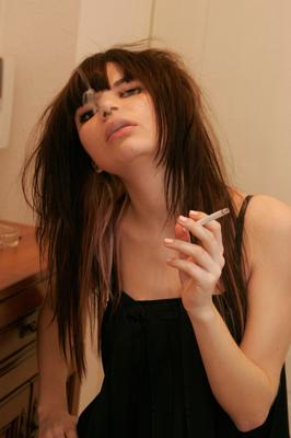 14P Petite teen Kaira 18 lights up a cigarette before getting totally naked