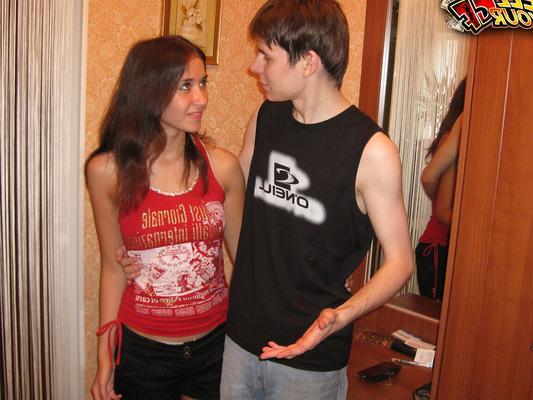 21P Amateur teen with tiny tits Dusya rides a dick in front of her boyfriend