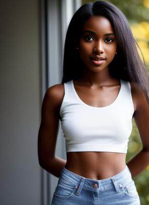 10P AI generated black babe Milana Gamma shows off her stunning tits while naked