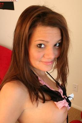 15P College girl Nadia takes off her bikini on red chair during solo action