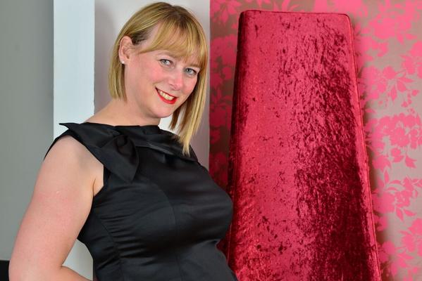 15P British housewife holds her boobs after taking off black dress and lingerie