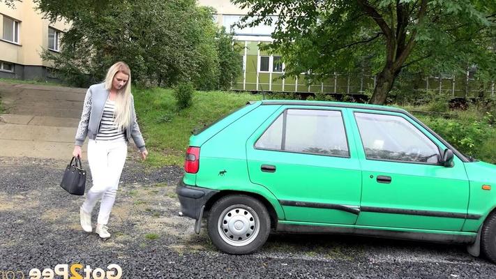 15P Blonde girl Proxy squats for a pee by her car after finding herself locked out