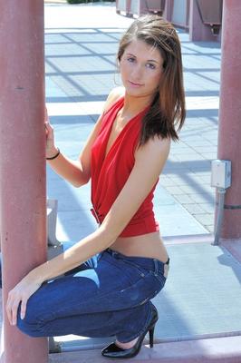 16P Teen solo girl lets a nipple slip before standing totally naked in public