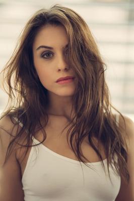 10P Erotic Czech hottie Sabrisse doffs white bra to show flawless natural tits