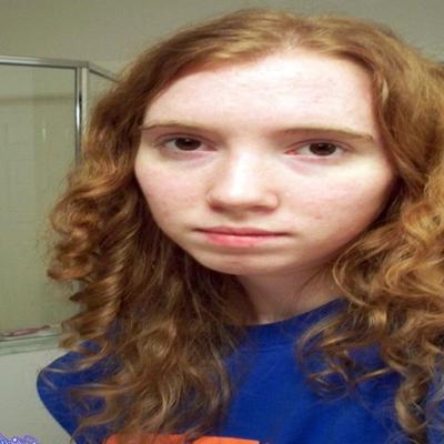 21P Freckled ginger teen Nicki Blue teases with her small tits and bald vagina