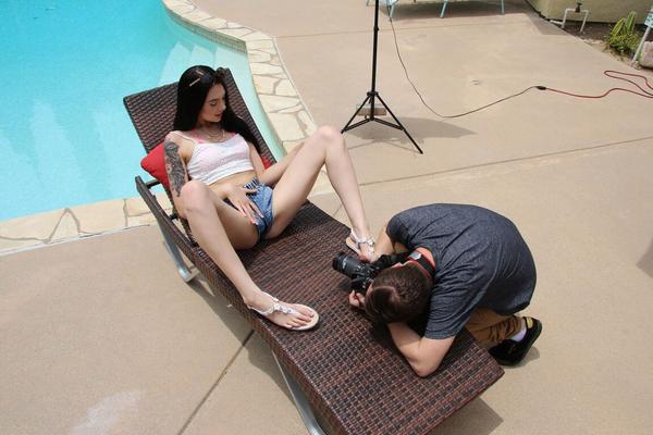 21P Hot brunette Marley Brinx sheds her bikini for deep anal fucking by the pool
