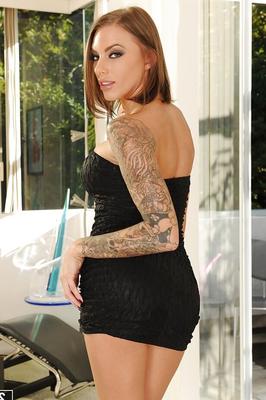 16P Hot tattooed latina babe Juelz Ventura uncovering her seductive curves