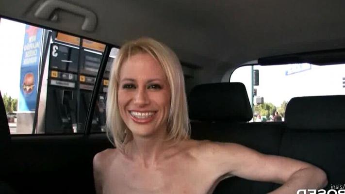 16P Blonde babe, Kylie Worthy, puts on a sexy tease while pumping gas and shows