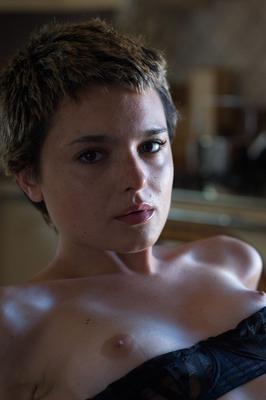 12P Glamour model Caterina Correia sports short hair while exposing her small tits