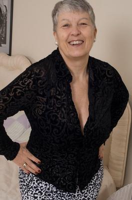 16P Grey haired gran from the UK strips to her silk underwear and nylons