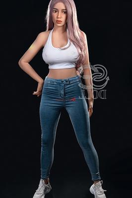 21P Gorgeous sex doll shows off her big breasts & great ass in jeans & while nude