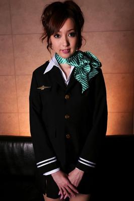 12P Beautiful Japanese girl looses her breasts from her pilot's uniform