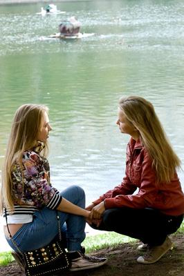 16P Lesbian girls Alexandra & Liv kissing outdoors & getting naked for hot humping