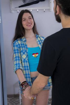 21P Brunette teen Kamilla C eats a dong before getting her twat pounded