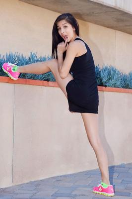 12P Cute college teen Megan Salinas flashing a commando upskirt in public