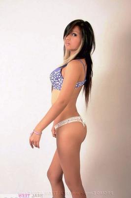 15P Latina teen Alejandra removes her bra to go topless in thong underwear