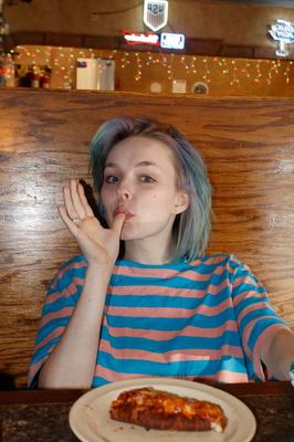 12P Sexy amateur Vonnie Bean flashes her natural big tits at a restaurant