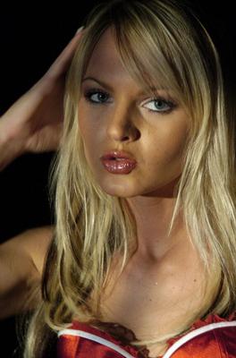 12P Hot blonde Sandra Sanchez exposes her natural tits in the dark of night