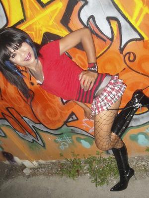 17P Slutty shemale prostitute Leena flashes sexy panty upskirt in public