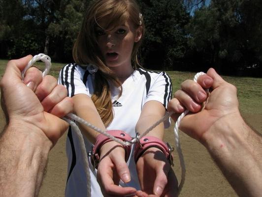 15P Redhead tennis player gets bound, gagged and thoroughly fucked in BDSM match