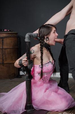 14P Tattooed sex slave Luna Lovely endures hard oral sex while in bondage
