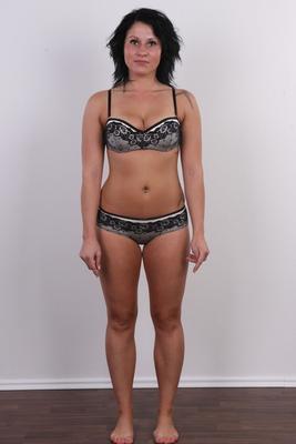 20P First timer Veronika gets completely naked before taking a seat on a stool