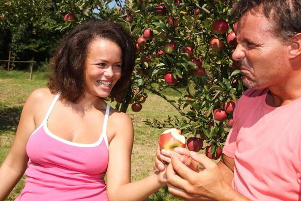 21P Brunette teen with big juggs Linet takes her stepdad's cock in the orchard