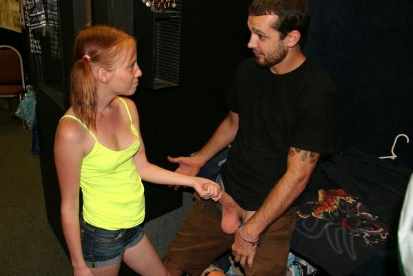 12P Petite teen in pigtails with very tiny tits bare gives a double handed handjob