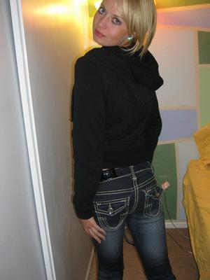 16P Slim blonde Tiff uncovers her teeny tits on way to showing her bald pussy