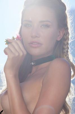 12P Centerfold model Julia Prokopy strikes great solo poses in stockings