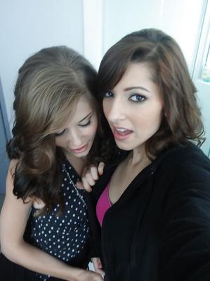 14P Thin teen dykes Lexi Bloom and Sensi Pearl taking naked selfies