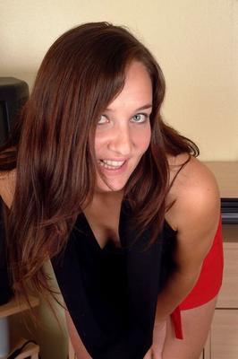 21P Sweet teen Sammi B doffs her red skirt and poses naked in her living room