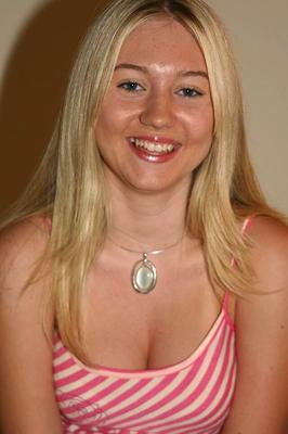 16P Blonde girl Alison pinches her nipples before showcasing her shaved vagina