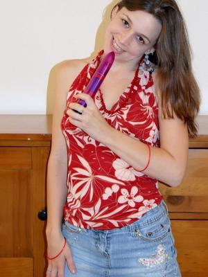 12P GND Avery uses a big dildo on her tight moist pussy after stripping naked