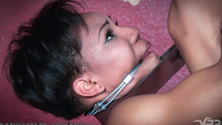 14P Thin ebony girl Nikki Darlingis restrained in while being held as a sex slave