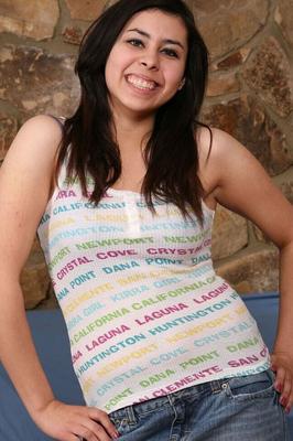 16P Brunette teen Alexis Espinosa shows her tight ass after parting her pussy lips