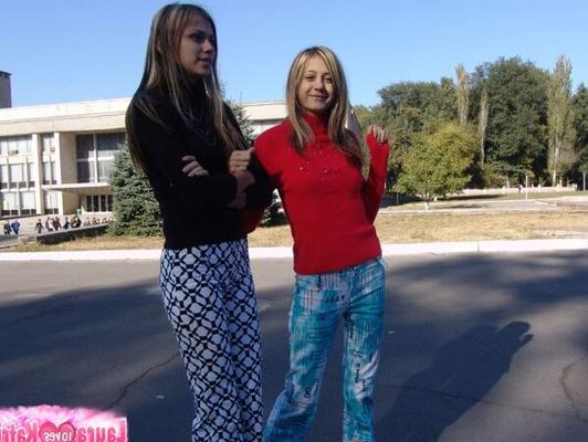 15P Young hot blonde lesbian teens having fun flashing their small tit in the sun